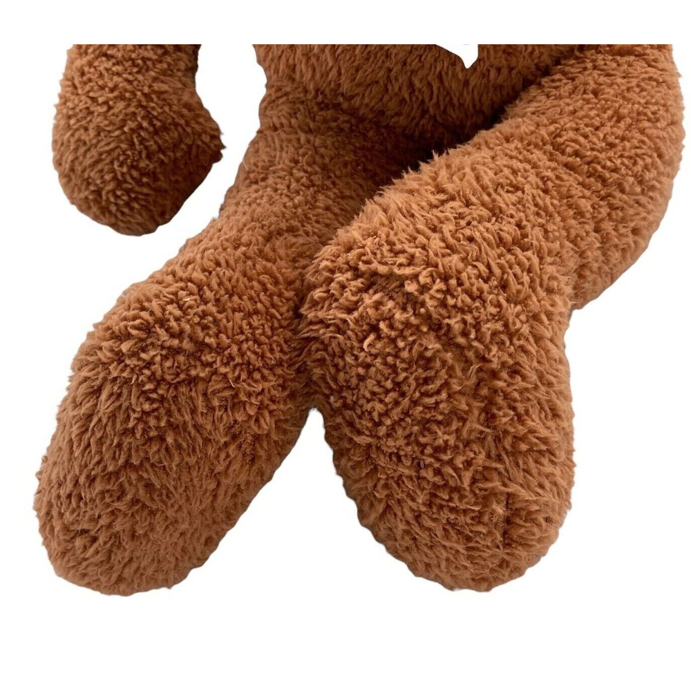 Russ Berrie Plush 20" Checkers Bear Toy Brown Bean Bag Soft Maroon Ribbon - Picture 11 of 12